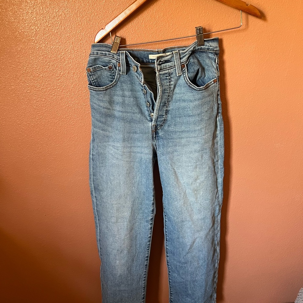 Levi Ribcage High-wasted Blue Denim Jeans